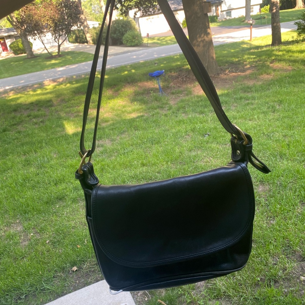 SOLD Vintage Coach Fletcher Black Leather Shoulder Crossbody Bag